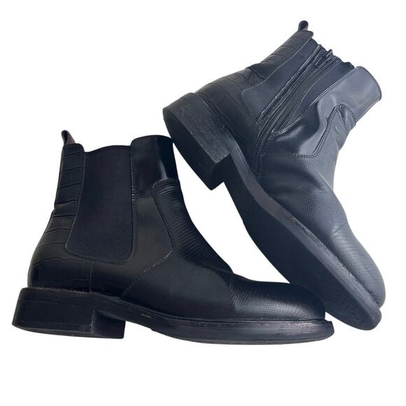 Jeffrey Campbell Edmond Black Lizard Chelsea Boot with Burgundy Accent Size 7.5 - Picture 8 of 13